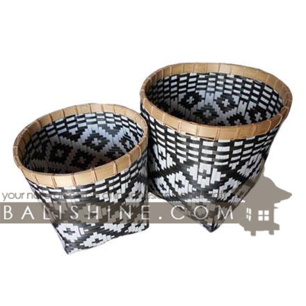 Balishine: Your natural source of indonesian handicraft presents in its Home Decor collection the Basket set of 2:12MER367597:This basket is made with combinaison of natural bamboo with plastic.  Other colors available