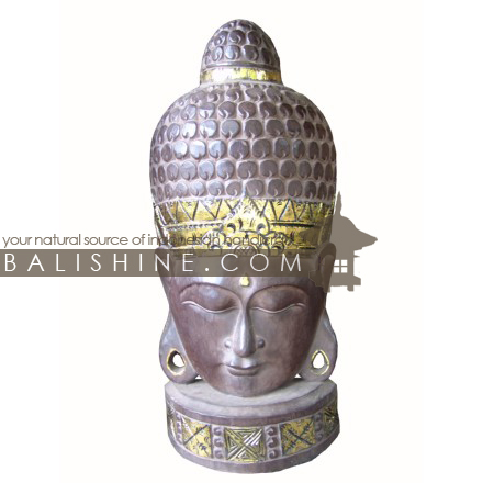 Balishine: Your natural source of indonesian handicraft presents in its Home Decor collection the Buddha Head Statue :12DAE35358:This buddha head statue is a handicraft of Bali made from albesia wood.  With gold color