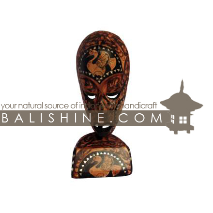 Balishine: Your natural source of indonesian handicraft presents in its Home Decor collection the Mask Lombok On Foot:12CIK611625:This mask is a handicraft of Bali made from mahogany wood with shell.  