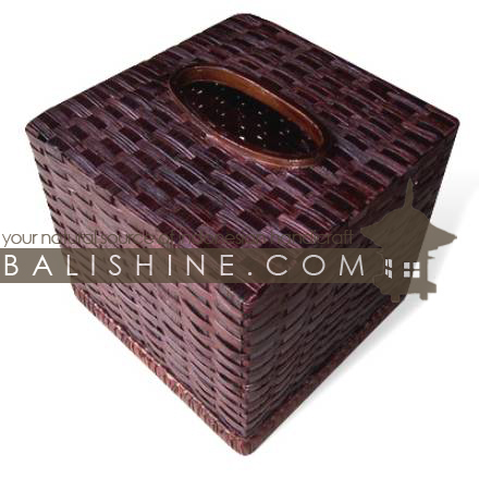 Balishine: Your natural source of indonesian handicraft presents in its Home Decor collection the Square Tissue Box:12JAS42970:This square tissu boxe is produced in Indonesia made from natural bamboo.  Chocolate color