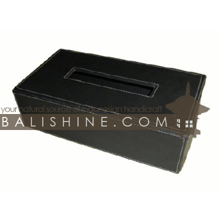 Balishine: Your natural source of indonesian handicraft presents in its Home Decor collection the Tissue Box:12JAS42978:This rectangular tissu boxe is produced in Indonesia made from vinyl.  Black color