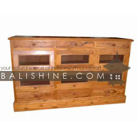 Balishine: Your natural source of indonesian handicraft presents in its Home Decor collection the Cabinet:114SEF273920:This cabinet is produced in indonesia, made from teak wood and glasses. It has 12 drawers.  Natural, chocolate or dark color