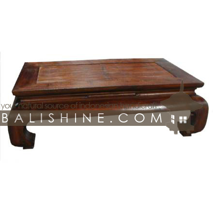 Balishine: Your natural source of indonesian handicraft presents in its Home Decor collection the Coffee Table:114SEF134624:This rectangular opium coffee table is produced in indonesia, made from teak wood.  Natural, chocolate or dark color