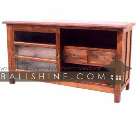 Balishine: Your natural source of indonesian handicraft presents in its Home Decor collection the Console:114SEF294030:This rectangular console is produced in indonesia, made from teak wood and glasses. It has 2 doors and 4 drawers.  Natural, chocolate or dark color