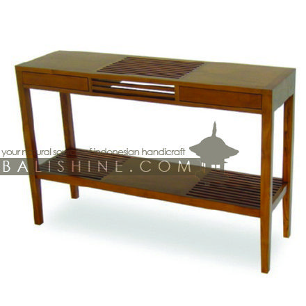 Balishine: Your natural source of indonesian handicraft presents in its Home Decor collection the Console Table:114MNF295883:This rectangular console is produced in indonesia, made from teak wood. It has 2 drawers  This furniture is made from high quality teak wood grade A premium. Natural, chocolate or dark color.