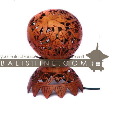 Balishine: Your natural source of indonesian handicraft presents in its Home Decor collection the Coconut Wood Lamp:13BUB15728:This lamp is produced in Bali made from coconut wood.  We sell this lamp without electric system.