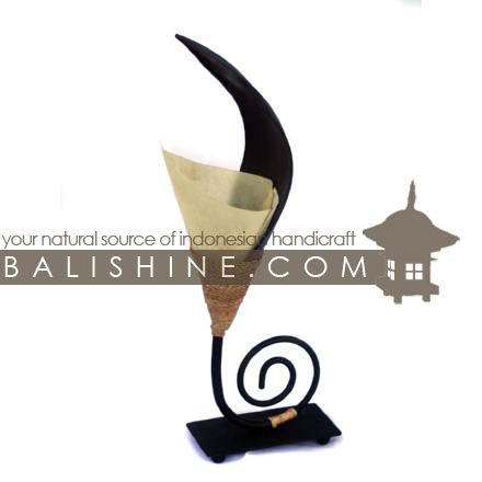 Balishine: Your natural source of indonesian handicraft presents in its Home Decor collection the Lamp:13MEB15740:This lamp is produced in Indonesia made from coconut  wood feet from stainless lampshade from skin of cow with a string of pineapple leaf for decoration.  For electric fitting please contact us