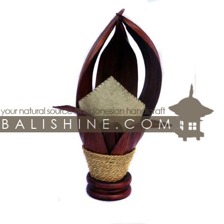Balishine: Your natural source of indonesian handicraft presents in its Home Decor collection the Lamp:13MEB15753:This lamp is produced in Indonesia made from coconut and mahogany wood lampshade from skin of cow with a string of pineapple leaf for decoration.  For electric fitting please contact us
