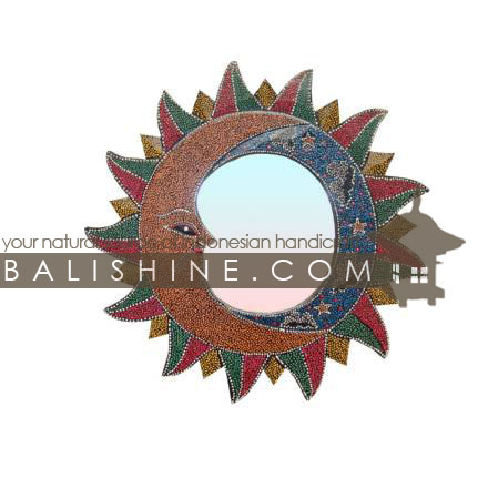 Balishine: Your natural source of indonesian handicraft presents in its Home Decor collection the Mirror:17RAH124671:This square mirror is a handicraft of Bali made from MDF wood.  Aboriginal style, mix color