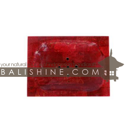 Balishine: Your natural source of indonesian handicraft presents in its Home Decor collection the Square Soap Holder:11DIV238:This square soap holder is produced in Bali made from coconut wood and the matting of red natural coral with resin.   