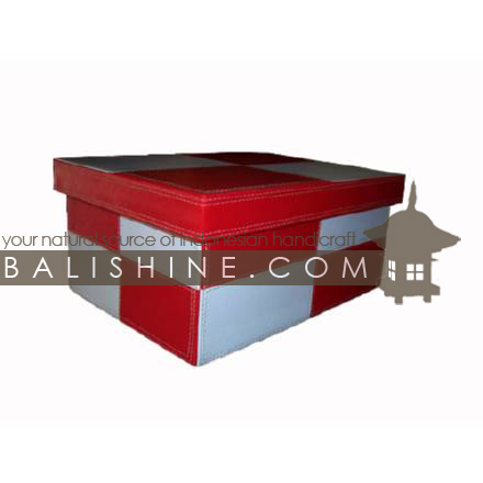 Balishine: Your natural source of indonesian handicraft presents in its Home Decor collection the Rectangular Box:12JAS42785:This rectangular box is produced in Indonesia made from vinyl.  Red and white color