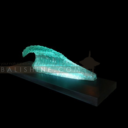 Balishine: Your natural source of indonesian handicraft presents in its Home Decor collection the Sculpture:12FIS335745:This original sculpture is produced in Bali made from glass with MDF wood stand. sold with listric system.  Same as picture