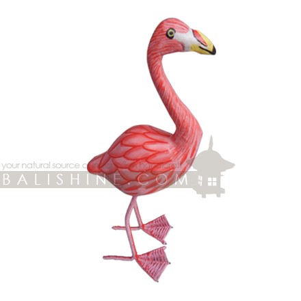 Balishine: Your natural source of indonesian handicraft presents in its Home Decor collection the Tall Pink Wooden Flamingo:12SUY38029:Made from sustainable albesia wood; this flamingo is painted bright candy pink with a green beak and long yellow legs and feet. Nicely finished with painted feather details and highlights. Fairly traded and made for us by a small family-run business in Bali.  