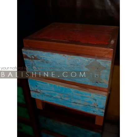 Balishine: Your natural source of indonesian handicraft presents in its Home Decor collection the Bedside:114FAK306468:This bedside is produced in indonesia, made from old recycled boat wood. It has 2 drawers.  Mixed color