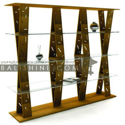 Balishine: Your natural source of indonesian handicraft presents in its Home Decor collection the Book Shelves:114MNF265859:This shelve is produced in indonesia, made from teak wood and glass.  This furniture is made from high quality teak wood grade A premium. Natural, chocolate or dark color.