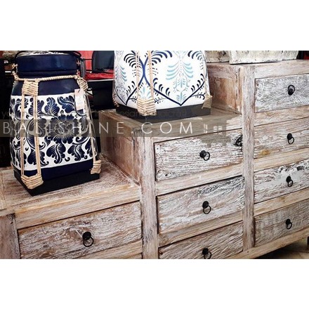 Balishine: Your natural source of indonesian handicraft presents in its Home Decor collection the Chest of Drawers:114OSC657830:This chest of drawers is produced in indonesia, made from teak wood. It has 9 drawers.  White wash colour.