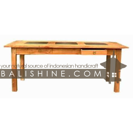 Balishine: Your natural source of indonesian handicraft presents in its Home Decor collection the Dining Table:114SEF233901:This rectangular dining table is produced in indonesia, made from teak wood and glass.  Natural, chocolate or dark color
