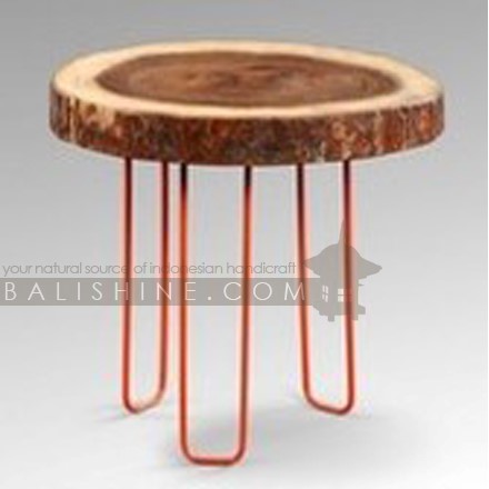 Balishine: Your natural source of indonesian handicraft presents in its Home Decor collection the Putu Suar Wood Side Table Orange Leg:114CAN238065:This beautiful side table is made in Bali, Indonesia, from natural solid Suar wood. Top is natural suar wood color and legs are painted in orange.  