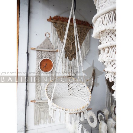 Balishine: Your natural source of indonesian handicraft presents in its Home Decor collection the Rio Macrame SWing Chair:114NUS667964:This Brazilian designed macrame hammock chair is hand crafted to the highest quality. Create a relaxing space, choose a tree or the verandah out the back with a specially positioned weight baring 