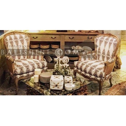 Balishine: Your natural source of indonesian handicraft presents in its Home Decor collection the Single sofa:114LFU447810:This british single sofa will add a sculptural element to any room. Handcrafted in Bali. Teak wood and high quality local fabric.  At time of order, let us know colour you would like for fabric and we will wend you panel colour.