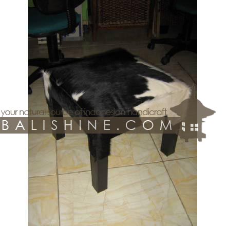 Balishine: Your natural source of indonesian handicraft presents in its Home Decor collection the Goat Leather Square Stool:114JAS663034:This square stool is produced in Bali made from goat's leather.  Black and white color