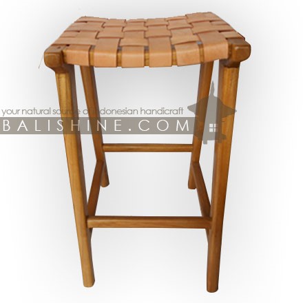 Balishine: Your natural source of indonesian handicraft presents in its Home Decor collection the Woven Leather BarStool:114TWN667728:This beautiful leather strapped barstool will add a sculptural element to your room. Handcrafted in Bali. Teak wood and leather imported from Java.  Available in black, dark brown, brown or white colour leather. Other colour possible and please contact us.
