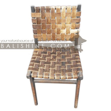 Balishine: Your natural source of indonesian handicraft presents in its Home Decor collection the Woven Leather Chair:114TWN667723:This modern leather chair will add a beautiful touch to your house. Handcrafted in Bali. Teak wood and premium leather imported from Java.  Available in black, dark brown, brown or white colour leather. Other colour possible and please contact us.