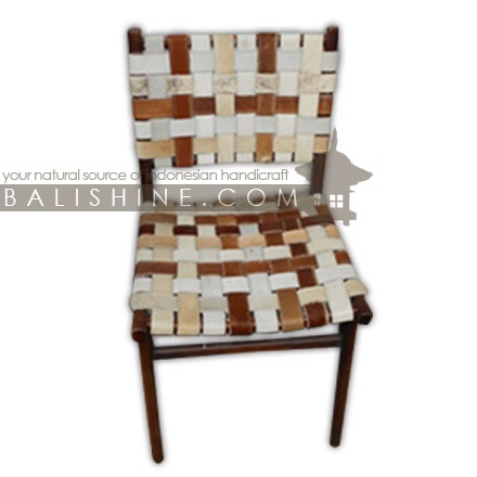 Balishine: Your natural source of indonesian handicraft presents in its Home Decor collection the Woven Leather Chair:114TWN667724:This modern leather chair will add a beautiful touch to your house. Handcrafted in Bali. Teak wood and premium leather imported from Java.  Available in black, dark brown, brown or white colour leather. Other colour possible and please contact us.