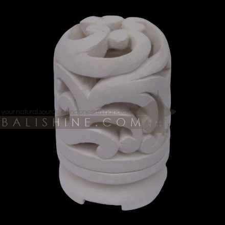 Balishine: Your natural source of indonesian handicraft presents in its Home Decor collection the Candle Holder:13DEL165606:This round candle holder is produced in Indonesia made from natural white lime stone.   Same as picture