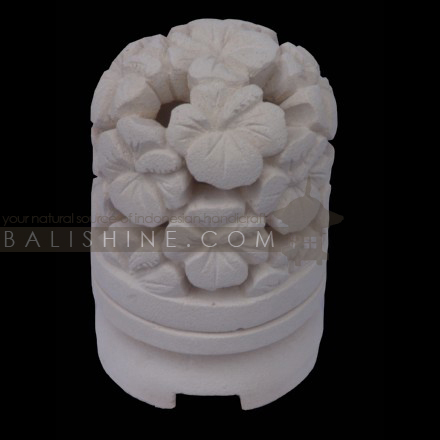 Balishine: Your natural source of indonesian handicraft presents in its Home Decor collection the Candle Holder:13DEL165608:This round candle holder is produced in Indonesia made from natural white lime stone.   Same as picture