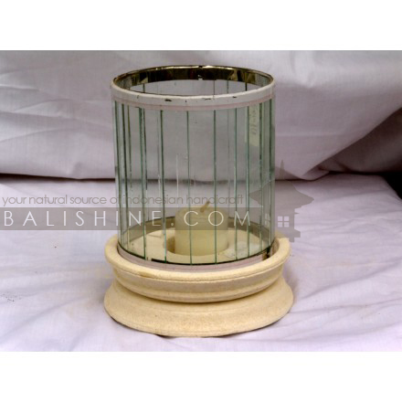 Balishine: Your natural source of indonesian handicraft presents in its Home Decor collection the Candle Holder:13DEL165628:This round candle holder is produced in Bali made from natural lime stone and handmade glass.  White color.