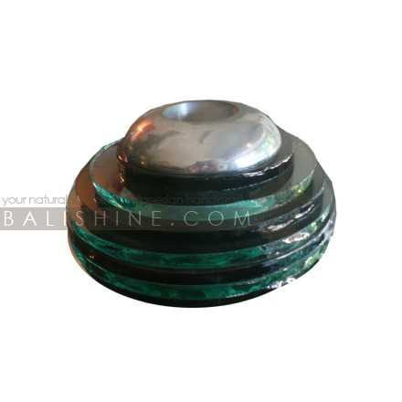Balishine: Your natural source of indonesian handicraft presents in its Home Decor collection the Candle Holder:13FIS165746:This candle holder is produced in Bali made from glass and aluminium.  The colors available are natural, black, brown, orange, purpple, green, blue or yellow.