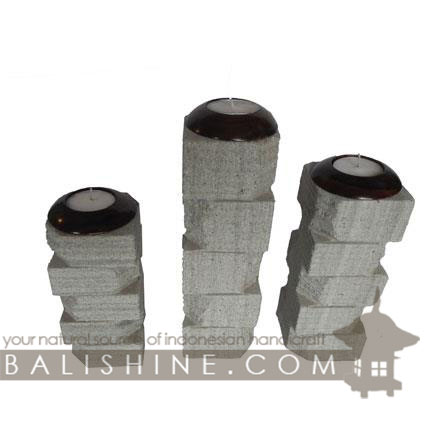 Balishine: Your natural source of indonesian handicraft presents in its Home Decor collection the Candle Holder:13KLJ167289:This set of 3 candle holder is produced in Bali and made from natural limestone with sonokling wood.  