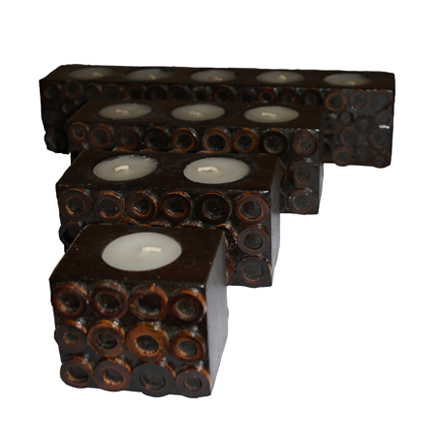 Balishine: Your natural source of indonesian handicraft presents in its Home Decor collection the Candle Holder Set Of 4:13DAI166299:This set of 4 candle holders is produced in Bali made from albasia wood with bamboo finishing.  