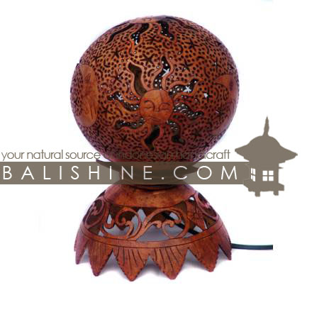 Balishine: Your natural source of indonesian handicraft presents in its Home Decor collection the Coconut Wood Lamp:13BUB15715:This lamp is produced in Bali made from coconut wood.  We sell this lamp without electric system.