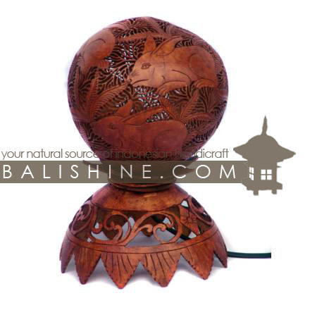 Balishine: Your natural source of indonesian handicraft presents in its Home Decor collection the Coconut Wood Lamp:13BUB15717:This lamp is produced in Bali made from coconut wood.  We sell this lamp without electric system.