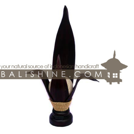 Balishine: Your natural source of indonesian handicraft presents in its Home Decor collection the Lamp:13MEB15745:This lamp is produced in Indonesia made from coconut and mahogany wood cotton bowl lampshade with a string of pineapple leaf for decoration.  For electric fitting please contact us