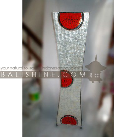 Balishine: Your natural source of indonesian handicraft presents in its Home Decor collection the Lamp:13SUN156304:This lamp is produced in Indonesia and made from fiberglass with mosaic glass and shell finishing.  For electric fitting please contact us