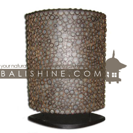 Balishine: Your natural source of indonesian handicraft presents in its Home Decor collection the Ovale Lamp:13JAS153098:This oval lamp is produced in Indonesia made from wood with round pieces of bamboo and resin lamphade.   For electric fitting please contact us
