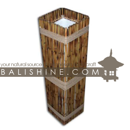 Balishine: Your natural source of indonesian handicraft presents in its Home Decor collection the Square Lamp:13JAS153087:This square lamp is produced in Indonesia made from bamboo with rafia and textile lamphade.   For electric fitting please contact us