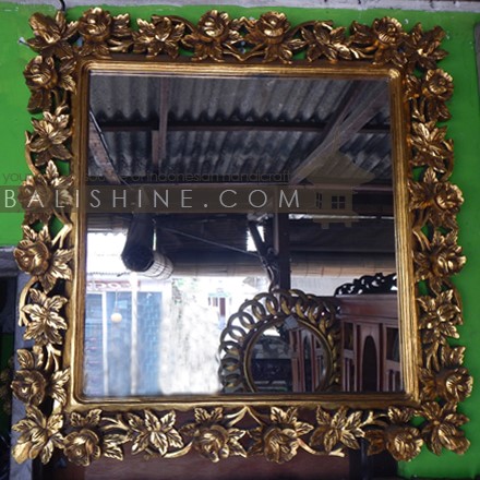Balishine: Your natural source of indonesian handicraft presents in its Home Decor collection the Mas Mirror:17BAS127896:This mirror is a handicraft of Bali made from natural carving teak wood with mirror 3mm thickness.  