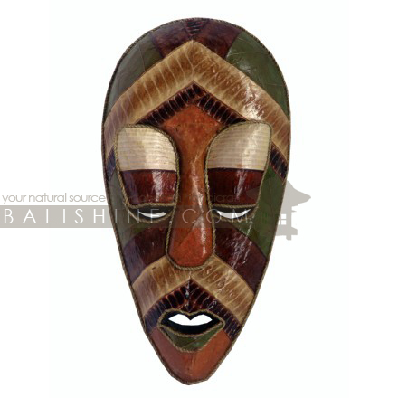 Balishine: Your natural source of indonesian handicraft presents in its Home Decor collection the Mask:17NUU475538:This mask is a handicraft of Bali made from albasia wood with leaves finishing.  