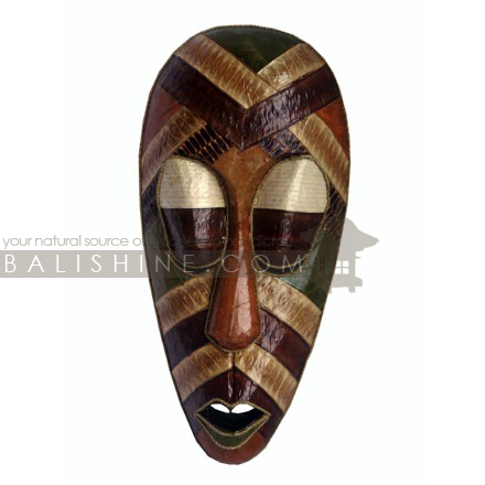 Balishine: Your natural source of indonesian handicraft presents in its Home Decor collection the Mask:17NUU475539:This mask is a handicraft of Bali made from albasia wood with leaves finishing.  