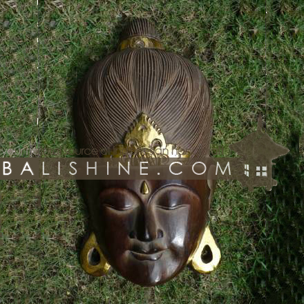 Balishine: Your natural source of indonesian handicraft presents in its Home Decor collection the Mask Buddha:17MUL473572:This mask buddha is a handicraft of Bali made from albesia wood.  gold color