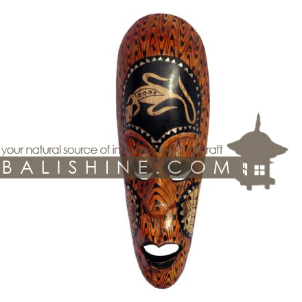 Balishine: Your natural source of indonesian handicraft presents in its Home Decor collection the Mask Lombok:17CIK471602:This mask is a handicraft of Lombok made from mahogany wood with shell.  