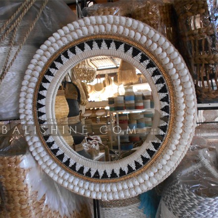Balishine: Your natural source of indonesian handicraft presents in its Home Decor collection the Seashell Mirror:17DEK128751:This mirror is made in Bali from seashell.  