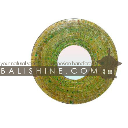 Balishine: Your natural source of indonesian handicraft presents in its Home Decor collection the Mirror:17RAH124806:This round mirror is a handicraft of Bali made from mosaic.  Same as picture