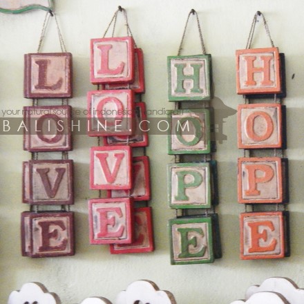 Balishine: Your natural source of indonesian handicraft presents in its Home Decor collection the Wall Hanging:17KAC507862:This wall frame is produced in Indonesia made from albasia wood. 4 letters.  Custom word possible. Please contact us.  Other colour possible.