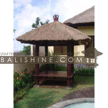 Balishine: Your natural source of indonesian handicraft presents in its Outdoor collection the Gazebo:26NIG5015:This gazebo is produced in Bali made from coconut wood and natural alang alang roof. Dismontable. For another size, please contact us.  Same as picture.