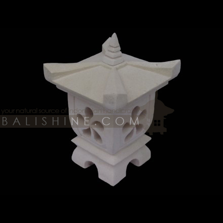 Balishine: Your natural source of indonesian handicraft presents in its Outdoor collection the Garden Lamp:28DEL5615:This garden lamp is produced in Indonesia, made from natural white lime stone.  Sold without electric system fitting.